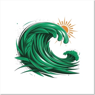 GREEN WAVE Posters and Art